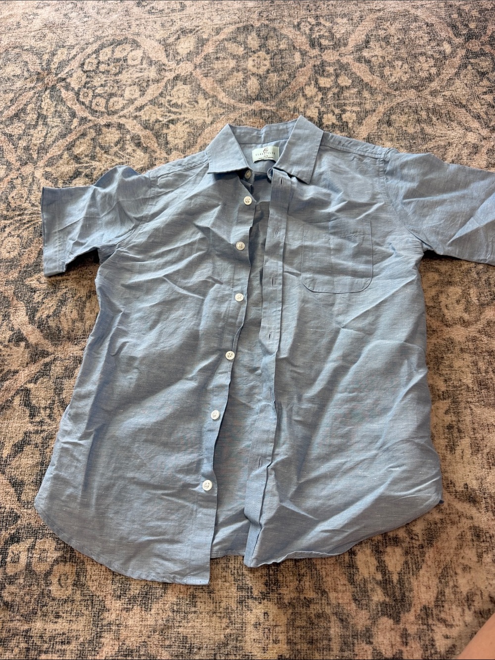 Boy’s LinenLight Blue Short-Sleeve Button-Up Shirt